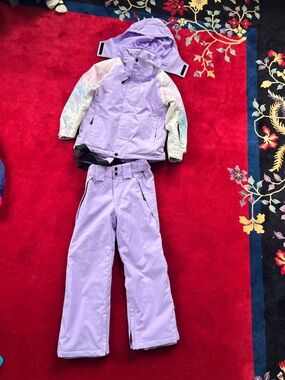 Vector Kids Lavender Winter Ski Set - Hooded Jacket & Snow Pants Size EU 120 cm